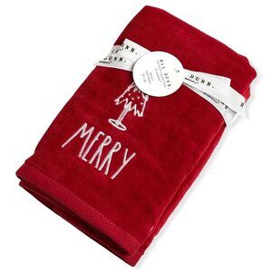Rae Dunn Hand Towels Red Set of 2 - MERRY LL White 16'x 30' Christmas Holiday